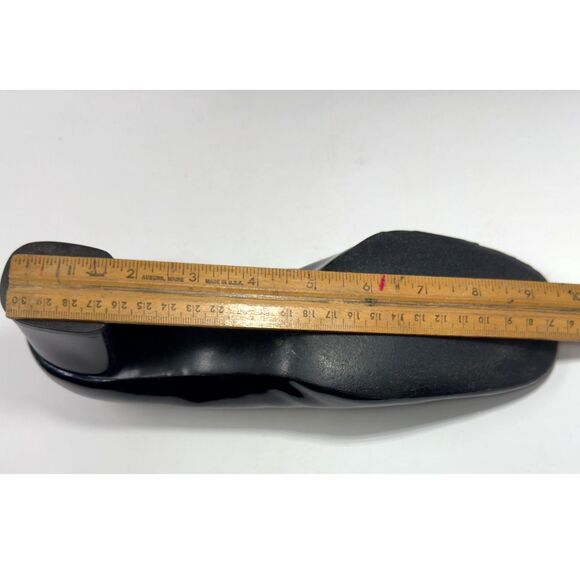 BLACK PATENT LEATHER SHINY Block Heel Pumps 60S MOD SHOES 10 - Picture 12 of 13